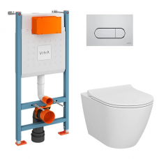 Комплект инсталляции с подвесным унитазом VITRA Sanibelle с сиденьем и кнопкой 9878B003-7200